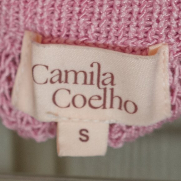 Camila Coehlo Pink Knit Midi Skirt Cleo Girly Bubblegum Sheer Open Knit Pull On - Picture 6 of 11